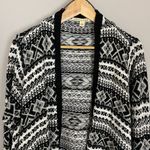 Carolyn Taylor  Cardigan Sweater Open Front Waterfall Black‎ White Women Sz Large Photo 6