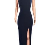 Women's navy blue velvet maxi dress with crisscross back and front slit S Photo 1