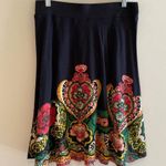 Desigual  Jersey pull on skirt black earth tones floral sewn on embellishments M Photo 2