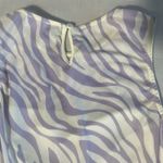 Le lis Collection Bodysuit Purple White Zebra Print Mesh Lined Sleeveless Large Photo 2