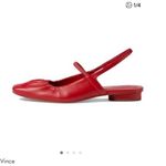 Vince Womens Red Square Toe Ruched Slingback Flats Shoes Photo 1