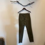 Ethyl Olive Green Frayed Hem Embroidered Skinny Jeans Size 2 Photo 2