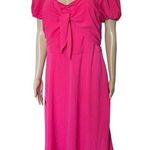 Maia Pink Preppy Barbie Cottagecore Puffer Sleeve Fit and Flare Midi Dress Size 14 Photo 0