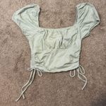 Hollister Green Side Cinch Puff Sleeve Crop Top Photo 0