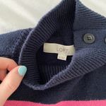 Loft Navy & Pink High neck Striped Sweater Photo 6