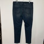 Coldwater Creek  Brown Faux Leather Side Stripe‎ Skinny Denim Blue Jeans Size 14 Photo 5