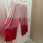 White Birch  Wide Leg Side Slit Ombre Pants Red Pink 100% rayon 1X Photo 12