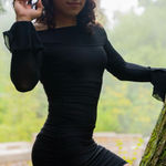 Princess Polly  Black Off-Shoulder Long Sleeve Dress Photo 0