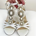 Kate Spade Sandals Womens 8.5 White Embellished Open Toe Ankle Strap Heels Photo 5