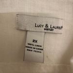 Lucy & Laurel  Women 100% Linen Jacket 3/4 Sleeve White Pockets Plus Size Photo 2