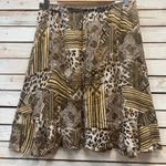 Vintage Sag Harbor Patchwork Animal Print Rayon Skirt Boho Safari Y2K Sz 14 Brown Photo 3