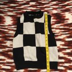 Retro Preppy Academia Black white checkered plaid sweater vest sleeveless grunge goth Photo 5