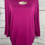Chico's  2 Shirt Womens L Purple Knot Keyhole Neck 3/4 Sleeves Stretch Photo 0