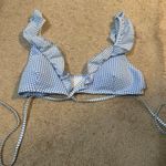 Aerie Gingham Print Ruffle Wrap Blue and White Bikini Top Photo 0