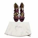 Jimmy Choo  Women's Suede Sandal High Heels Burgandy Size 40.5 Designer Luxury Photo 10
