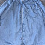 ZARA Chambray Button Down Shirt Blue Denim Look Top Size Medium Photo 3
