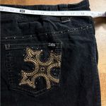 Reba Y2K  SZ 38” Black STUDDED/EMBROIDERED Pockets Straight Leg CORDUROY PANTS Photo 4