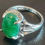 S925 silver green jade ring size 7.5 Photo 2