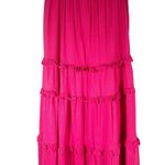 cupio  Ruffle Tiered Maxi Modest Linen Blend  Skirt Size Medium Elastic Waist Photo 2