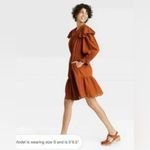 Universal Threads Universal Thread Brown Womens Ruffle Long Sleeve Embroidered Dress -size Large Photo 2