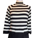 Calvin Klein  Sweater Dress Mock Neck Black White Stripes Womens Medium New Photo 4
