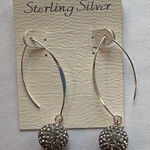 Sterling Silver Dangle Earrings with round crystal ball drops Photo 0