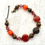 Chico's  red, orange and black beaded statement necklace Photo 0