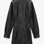 ZARA NWT  Washed Faux Leather Dress Black & Brown Photo 6