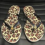 Tory Burch  Black and Gold Leopard Print Sandals, Size 9 Photo 0