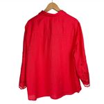 Chico's Chico’s 100% Linen Eyelet Sleeve Button Down Shirt Top Sz 18 Coral Red Photo 4