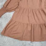 Bohme  Makayla Mini Dress Smocked Balloon Sleeve Button Ruffle Tiered in Clay S Photo 10