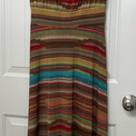 Veronica M NWOT  women's brown multicolor‎ maxi strapless stretchy dress small Photo 0