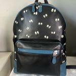 Coach Disney X Spooky Eyes Dark Fairytale Black Leather BackPack Photo 0