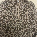 Womens leopard animal print light weight hoodie Tan Photo 1
