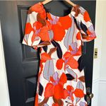 Ann Taylor Orange White Blooms Floral Linen Blend Dress Photo 4