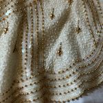 Laurence Kazar Vintage  Cream Gold Tassel Beaded Sequin Metallic Glam Blouse top Photo 8