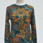 Sundance  Top Sz M Rosanne Thermal Blue Floral Waffle Knit Bohemian Cowgirl Photo 0