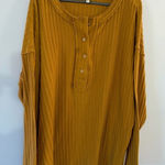 BKE  Knit Waffle Shirt Button Down Henley Long Sleeve Top Brown Size XXL Hippie Photo 0