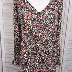 FAT FACE Flowy Boho V Neck Tunic Blouse Black/Multi Floral-8 Photo 0