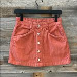Free People  Ray Coral Corduroy Button Front Mini Skirt Size 0 Photo 2