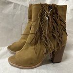 Brown Suede Heeled Boots with Fringe Size 7.5 Photo 0