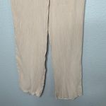 ZARA cream colored gauze crinkle straight leg pants size medium Photo 3