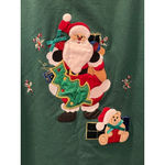Vintage 90s Bobbie Brooks Christmas Sweater Size Med Embroidered Santa Holiday Green Photo 1