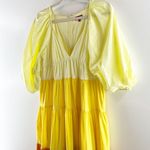 Staud Puff Sleeve Tiered Meadow Colorblock Maxi Dress in Sun Beach Medium Yellow Photo 5