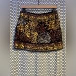 Hale Bob  | Black/Gold Floral Sequin Mini Skirt, Size XS Photo 2