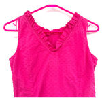 Vineyard Vines  size 00 100%‎ cotton hot pink tank top swiss dot side zip Barbie Photo 3