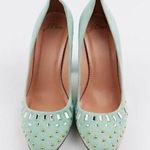 J.Crew  Suede Bell Pumps Shoes Jewel Embellishments Aqua SZ 9 $298 Made in Italy Photo 1