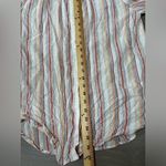 Denim and Co Naturals Button Up Top Sz S Striped Coastal Grandma Beachy Linen White Photo 10