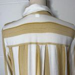 BP  Yellow & White Striped Button Down Blouse Photo 4