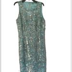 Ellie  Tahari Aqua Sequin Dress Size 6 Photo 1